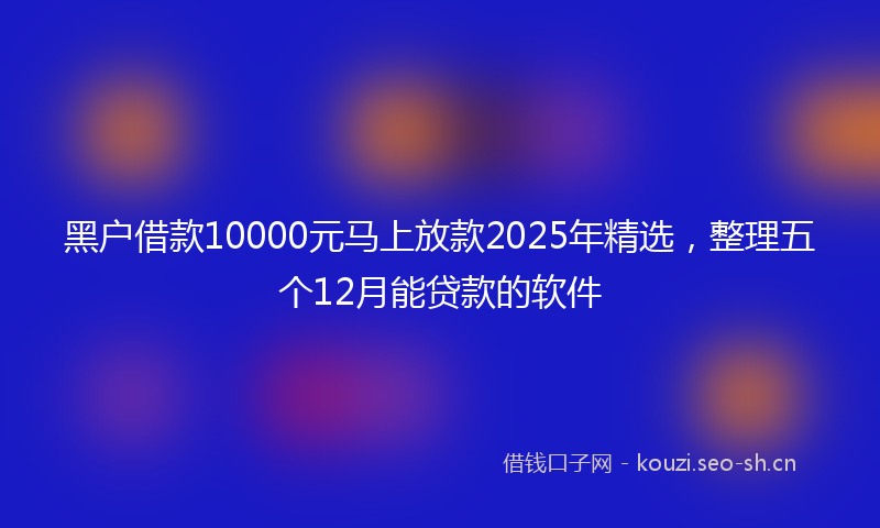 黑户借款10000元马上放款2025年精选，整理五个12月能贷款的软件