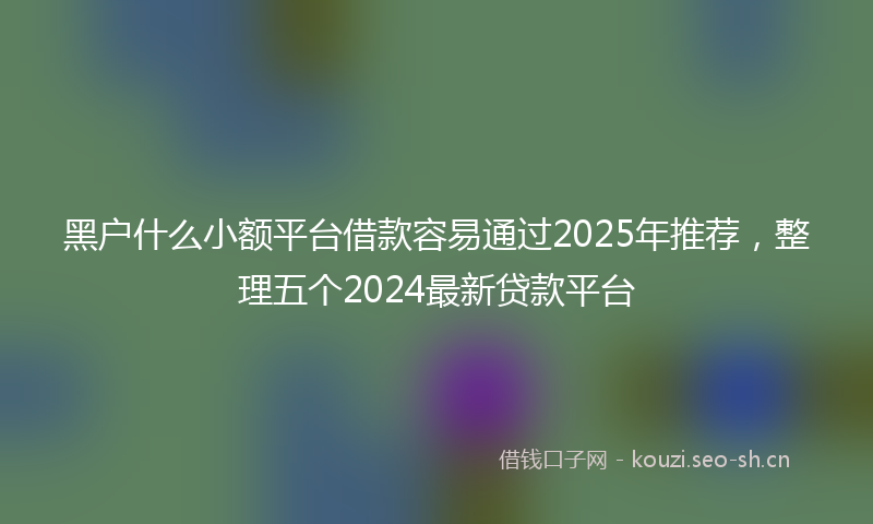 黑户什么小额平台借款容易通过2025年推荐，整理五个2024最新贷款平台