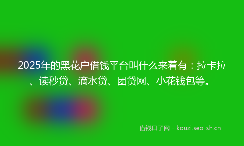 2025年的黑花户借钱平台叫什么来着有：拉卡拉、读秒贷、滴水贷、团贷网、小花钱包等。