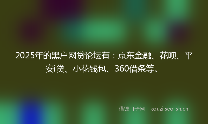 2025年的黑户网贷论坛有：京东金融、花呗、平安i贷、小花钱包、360借条等。