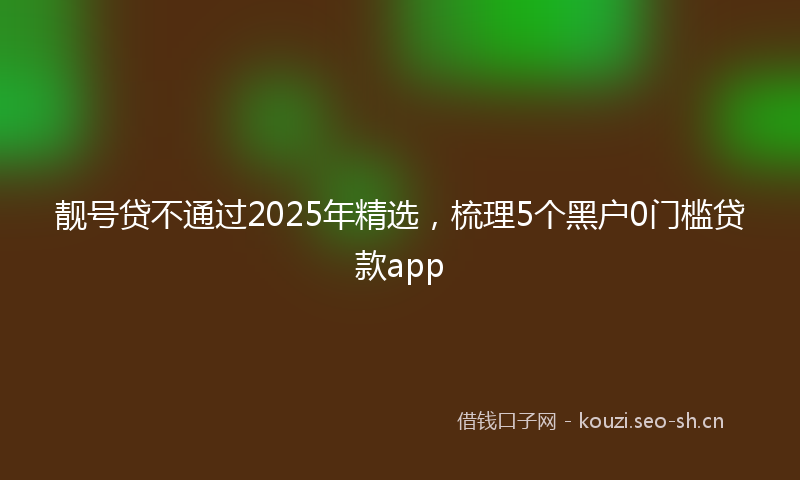 靓号贷不通过2025年精选,梳理5个黑户0门槛贷款app