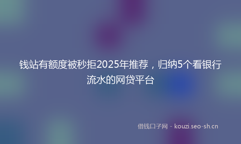 钱站有额度被秒拒2025年推荐，归纳5个看银行流水的网贷平台