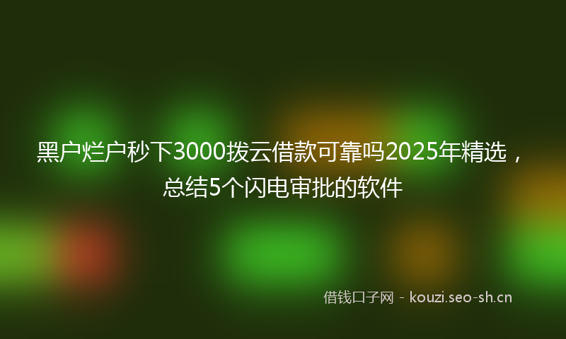 黑户烂户秒下3000拨云借款可靠吗2025年精选，总结5个闪电审批的软件