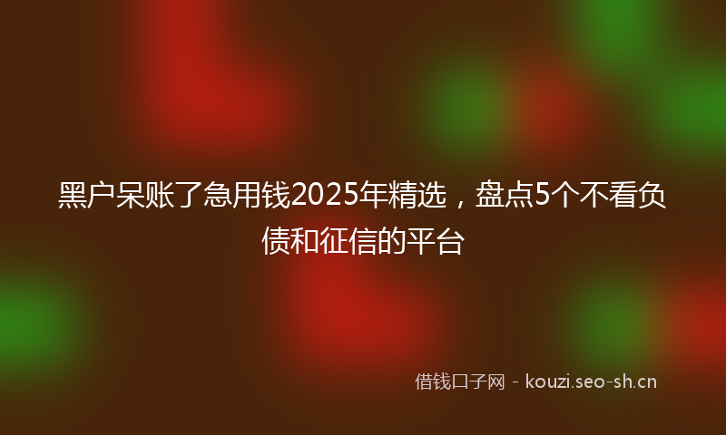黑户呆账了急用钱2025年精选，盘点5个不看负债和征信的平台