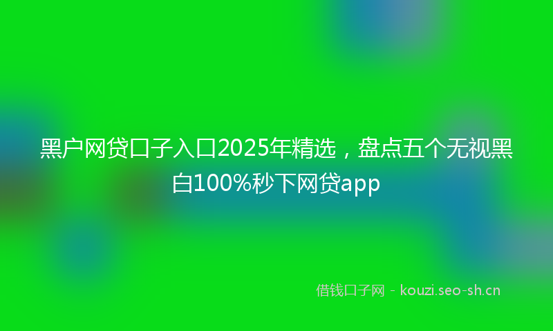 黑户网贷口子入口2025年精选,盘点五个无视黑白100%秒下网贷app