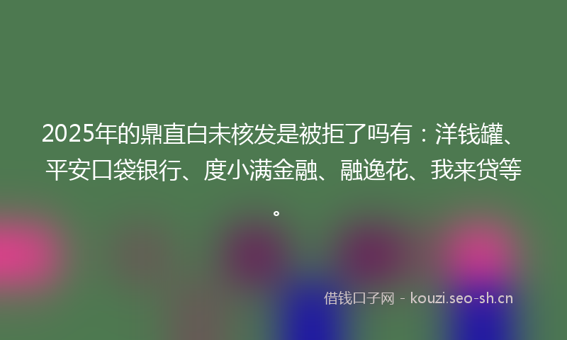 2025年的鼎直白未核发是被拒了吗有：洋钱罐、平安口袋银行、度小满金融、融逸花、我来贷等。