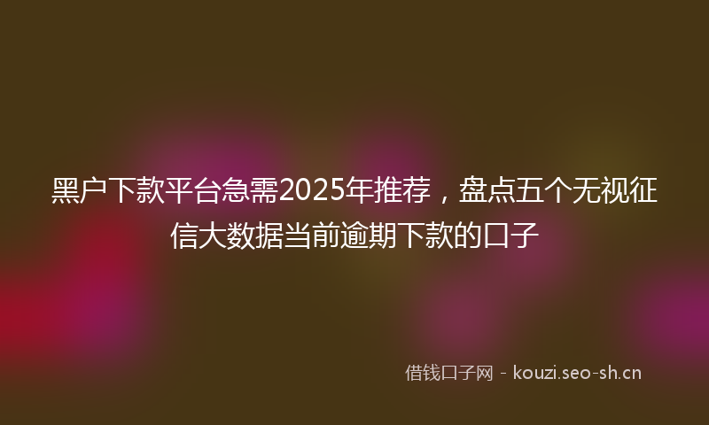 黑户下款平台急需2025年推荐，盘点五个无视征信大数据当前逾期下款的口子