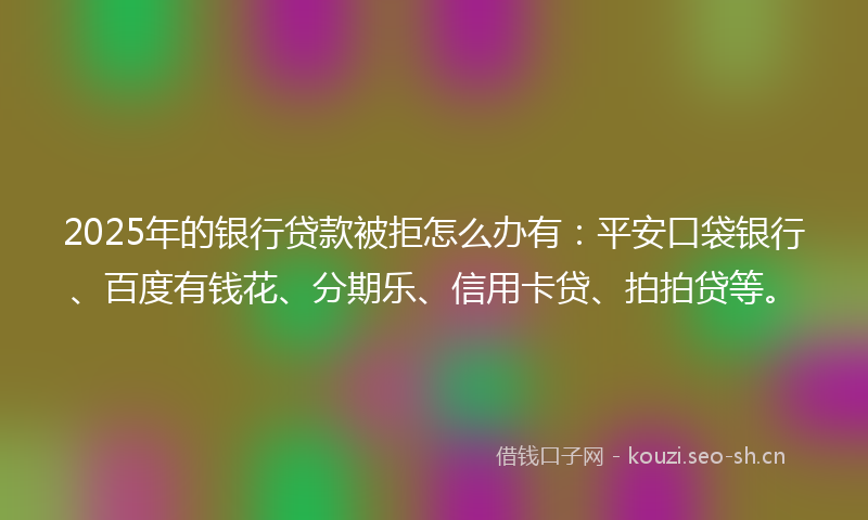 2025年的银行贷款被拒怎么办有：平安口袋银行、百度有钱花、分期乐、信用卡贷、拍拍贷等。
