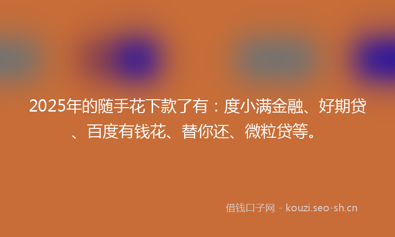 2025年的随手花下款了有：度小满金融、好期贷、百度有钱花、替你还、微粒贷等。