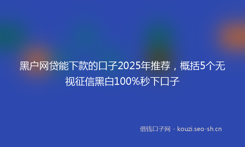 黑户网贷能下款的口子2025年推荐，概括5个无视征信黑白100%秒下口子