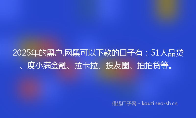 2025年的黑户,网黑可以下款的口子有：51人品贷、度小满金融、拉卡拉、投友圈、拍拍贷等。