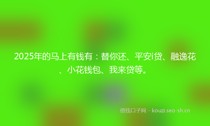 2025年的马上有钱有：替你还、平安i贷、融逸花、小花钱包、我来贷等。