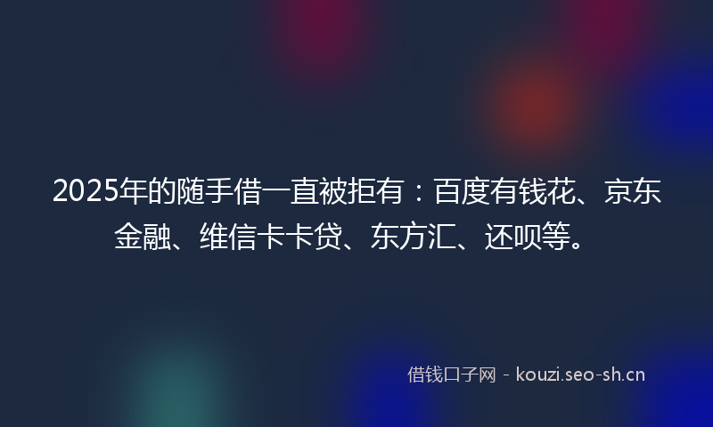 2025年的随手借一直被拒有:百度有钱花、京东金融、维信卡卡贷、东方汇、还呗等。