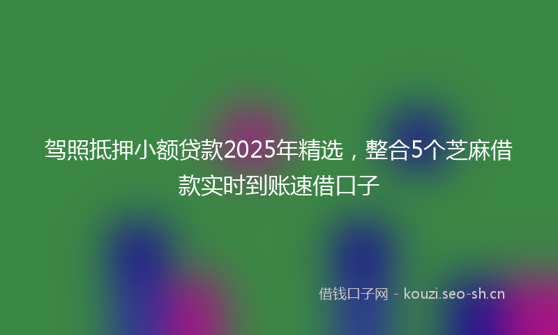 驾照抵押小额贷款2025年精选，整合5个芝麻借款实时到账速借口子
