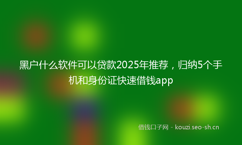 黑户什么软件可以贷款2025年推荐，归纳5个手机和身份证快速借钱app
