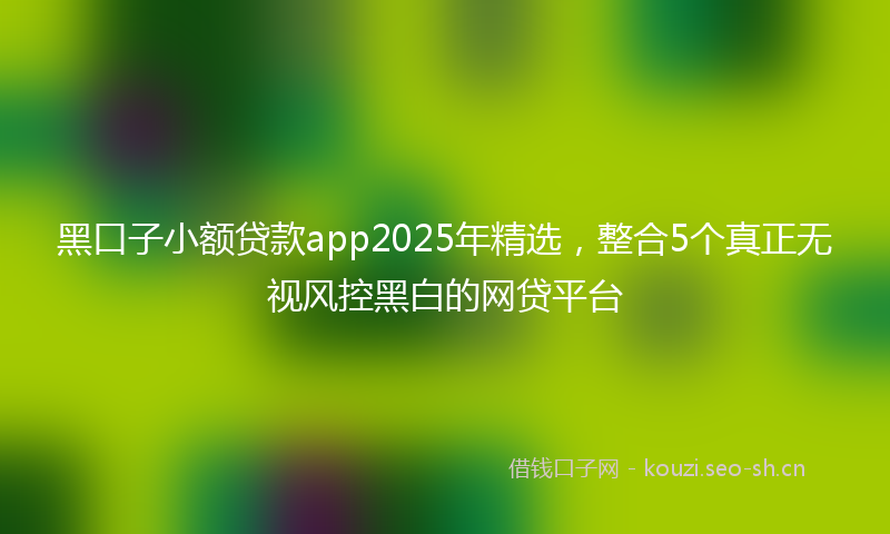 黑口子小额贷款app2025年精选，整合5个真正无视风控黑白的网贷平台