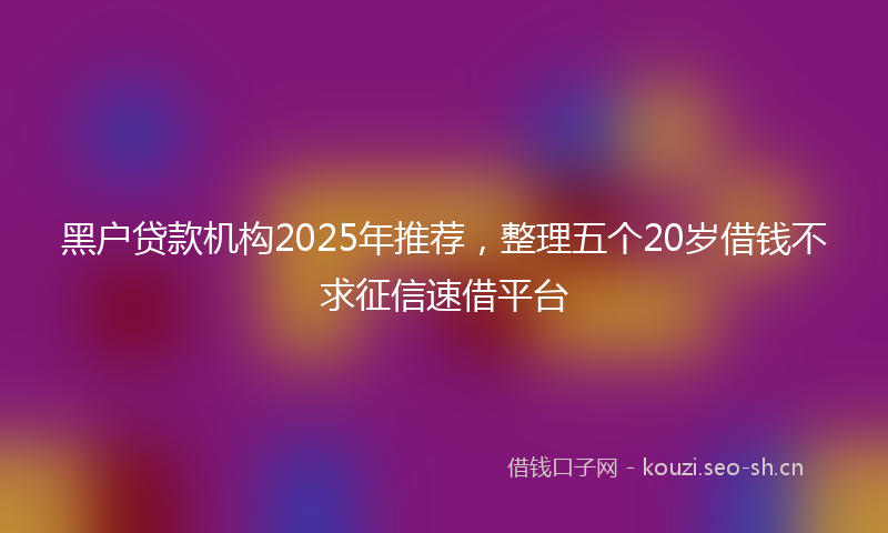 黑户贷款机构2025年推荐，整理五个20岁借钱不求征信速借平台