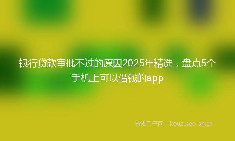 银行贷款审批不过的原因2025年精选，盘点5个手机上可以借钱的app