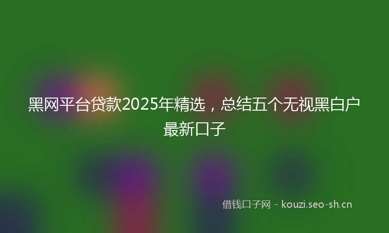 黑网平台贷款2025年精选，总结五个无视黑白户最新口子