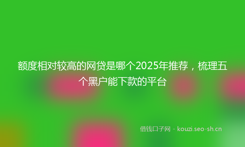 额度相对较高的网贷是哪个2025年推荐，梳理五个黑户能下款的平台