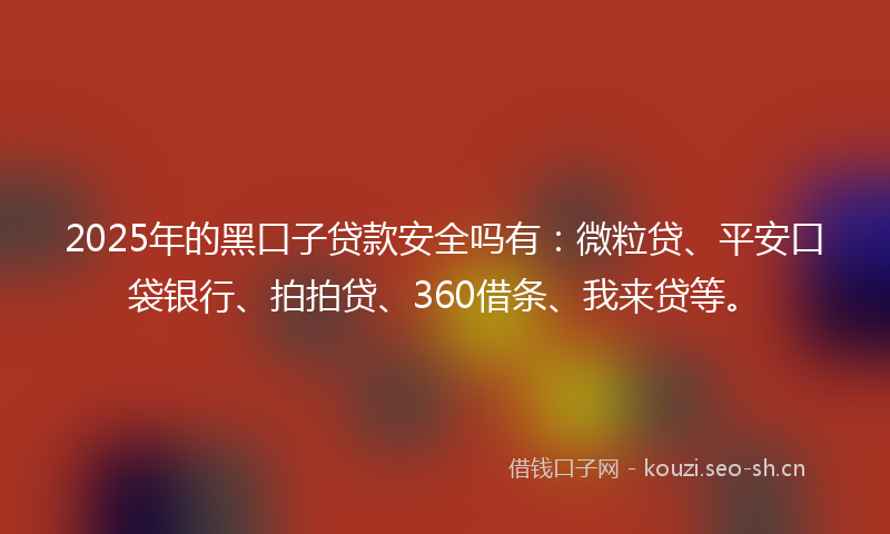 2025年的黑口子贷款安全吗有：微粒贷、平安口袋银行、拍拍贷、360借条、我来贷等。