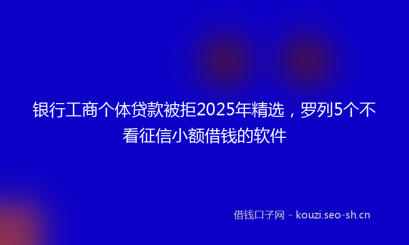 银行工商个体贷款被拒2025年精选，罗列5个不看征信小额借钱的软件