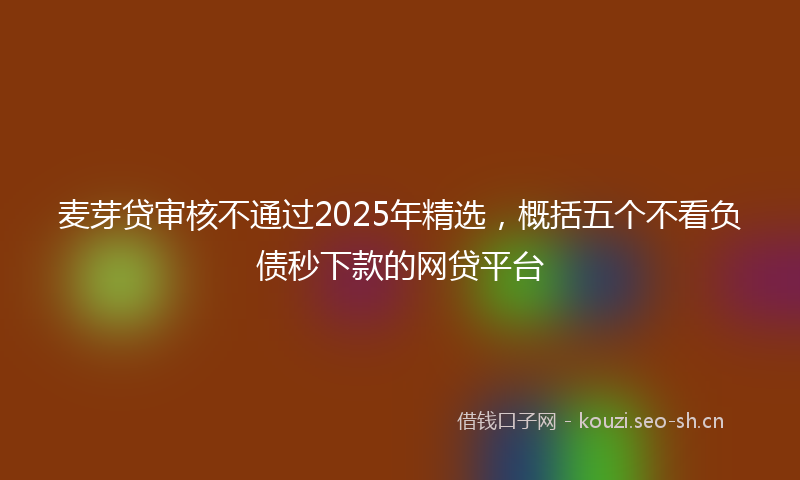 麦芽贷审核不通过2025年精选，概括五个不看负债秒下款的网贷平台