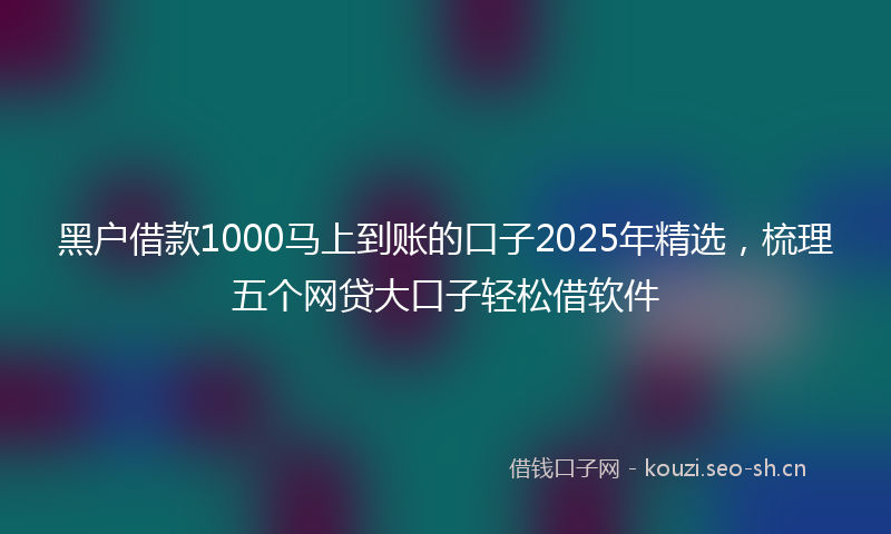 黑户借款1000马上到账的口子2025年精选，梳理五个网贷大口子轻松借软件