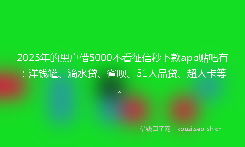 2025年的黑户借5000不看征信秒下款app贴吧有：洋钱罐、滴水贷、省呗、51人品贷、超人卡等。