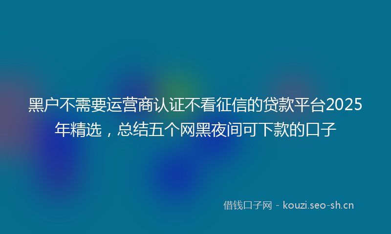 黑户不需要运营商认证不看征信的贷款平台2025年精选，总结五个网黑夜间可下款的口子