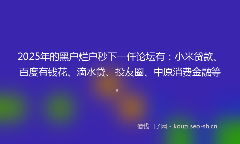 2025年的黑户烂户秒下一仟论坛有：小米贷款、百度有钱花、滴水贷、投友圈、中原消费金融等。