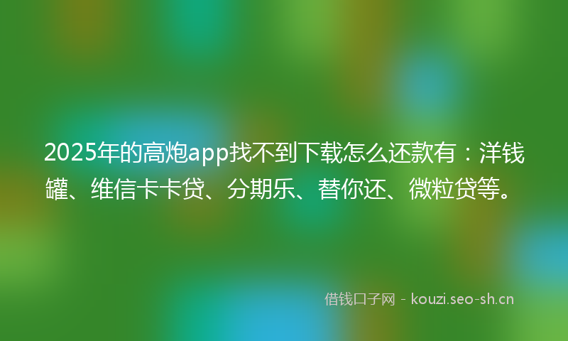 2025年的高炮app找不到下载怎么还款有：洋钱罐、维信卡卡贷、分期乐、替你还、微粒贷等。