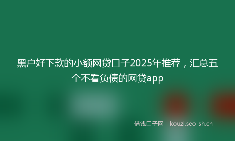 黑户好下款的小额网贷口子2025年推荐,汇总五个不看负债的网贷app