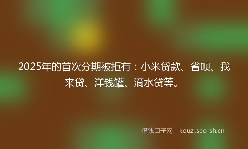 2025年的首次分期被拒有：小米贷款、省呗、我来贷、洋钱罐、滴水贷等。