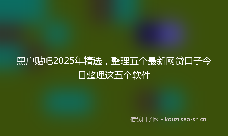 黑户贴吧2025年精选,整理五个最新网贷口子今日整理这五个软件