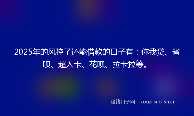 2025年的风控了还能借款的口子有：你我贷、省呗、超人卡、花呗、拉卡拉等。