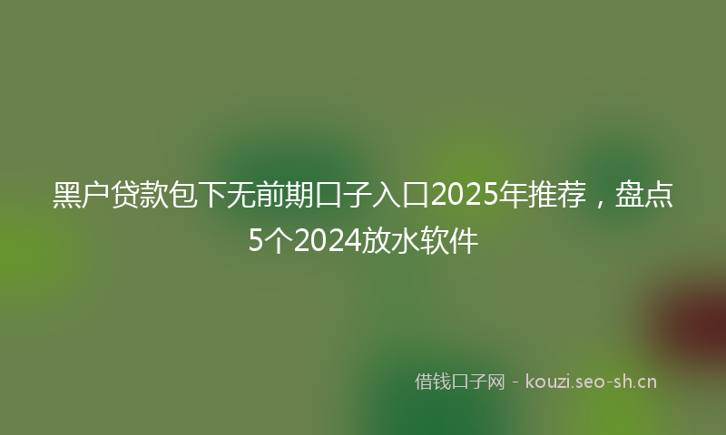 黑户贷款包下无前期口子入口2025年推荐，盘点5个2024放水软件