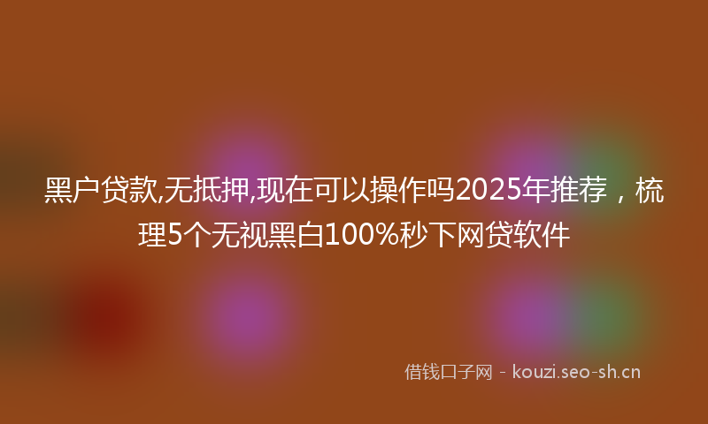 黑户贷款,无抵押,现在可以操作吗2025年推荐，梳理5个无视黑白100%秒下网贷软件