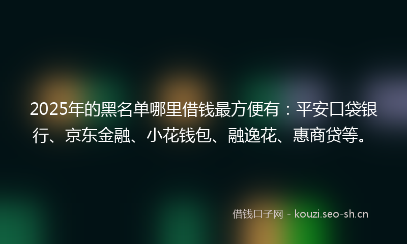 2025年的黑名单哪里借钱最方便有：平安口袋银行、京东金融、小花钱包、融逸花、惠商贷等。