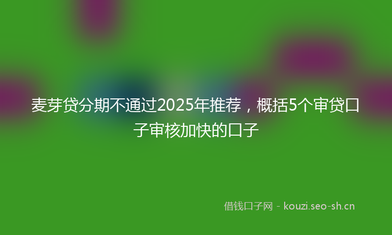 麦芽贷分期不通过2025年推荐，概括5个审贷口子审核加快的口子