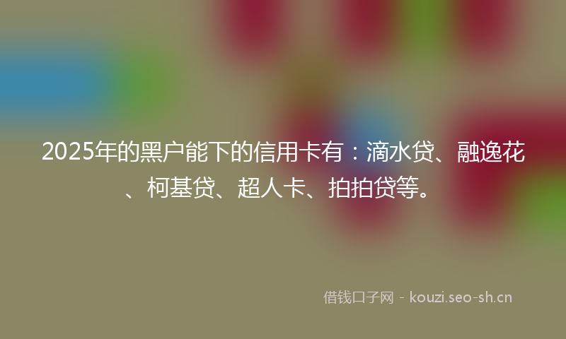 2025年的黑户能下的信用卡有:滴水贷、融逸花、柯基贷、超人卡、拍拍贷等。