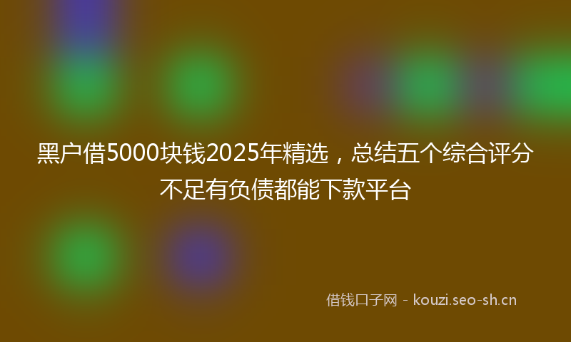 黑户借5000块钱2025年精选,总结五个综合评分不足有负债都能下款平台