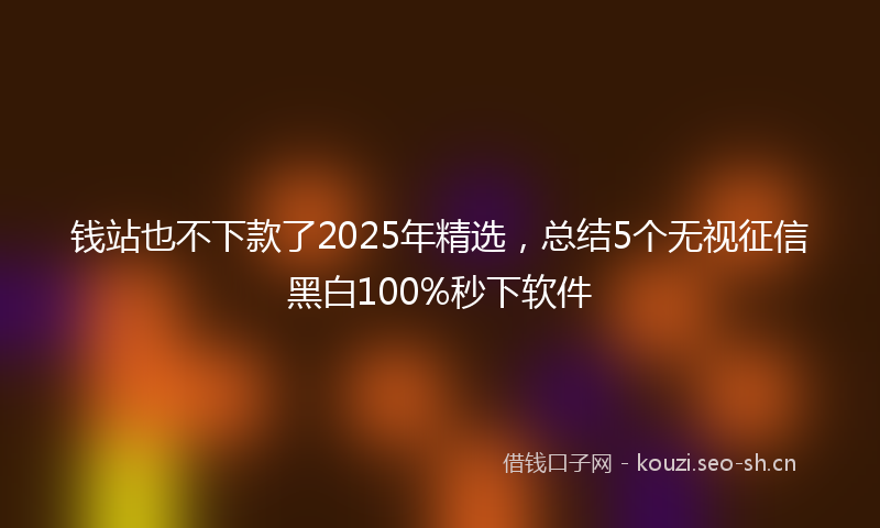 钱站也不下款了2025年精选，总结5个无视征信黑白100%秒下软件