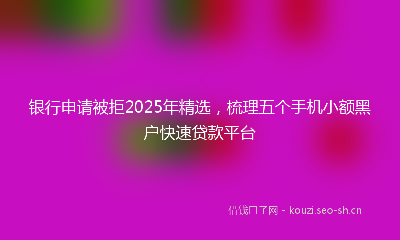 银行申请被拒2025年精选，梳理五个手机小额黑户快速贷款平台