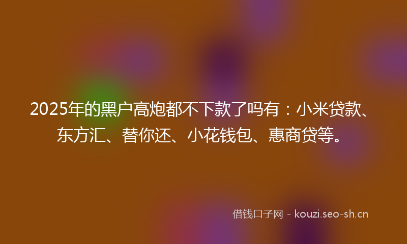 2025年的黑户高炮都不下款了吗有:小米贷款、东方汇、替你还、小花钱包、惠商贷等。