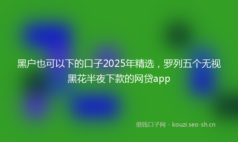 黑户也可以下的口子2025年精选，罗列五个无视黑花半夜下款的网贷app