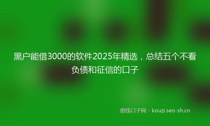 黑户能借3000的软件2025年精选，总结五个不看负债和征信的口子