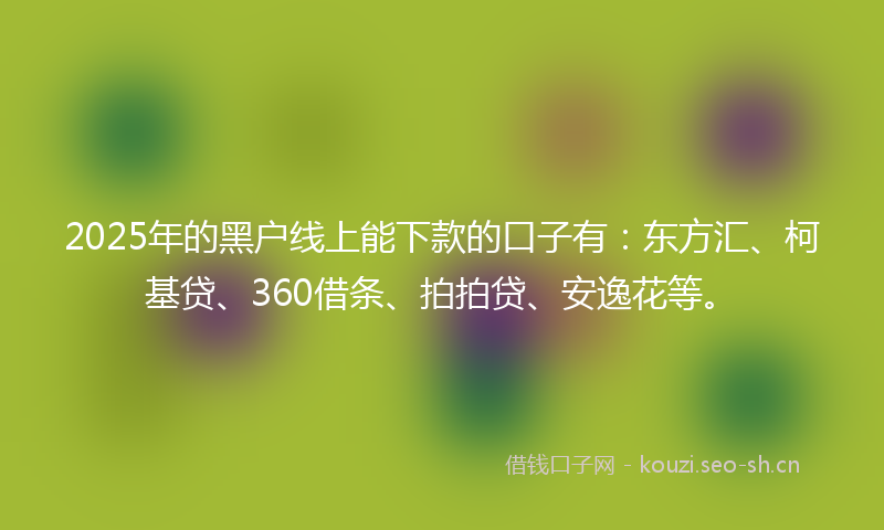 2025年的黑户线上能下款的口子有:东方汇、柯基贷、360借条、拍拍贷、安逸花等。