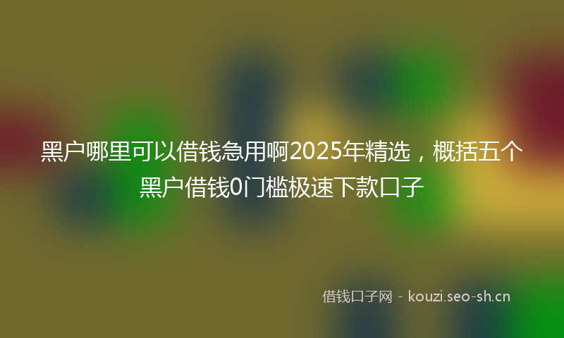 黑户哪里可以借钱急用啊2025年精选，概括五个黑户借钱0门槛极速下款口子