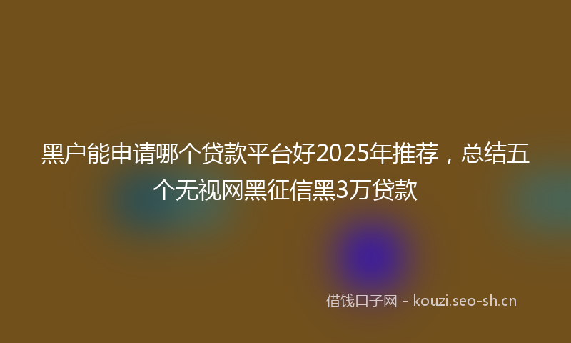 黑户能申请哪个贷款平台好2025年推荐，总结五个无视网黑征信黑3万贷款
